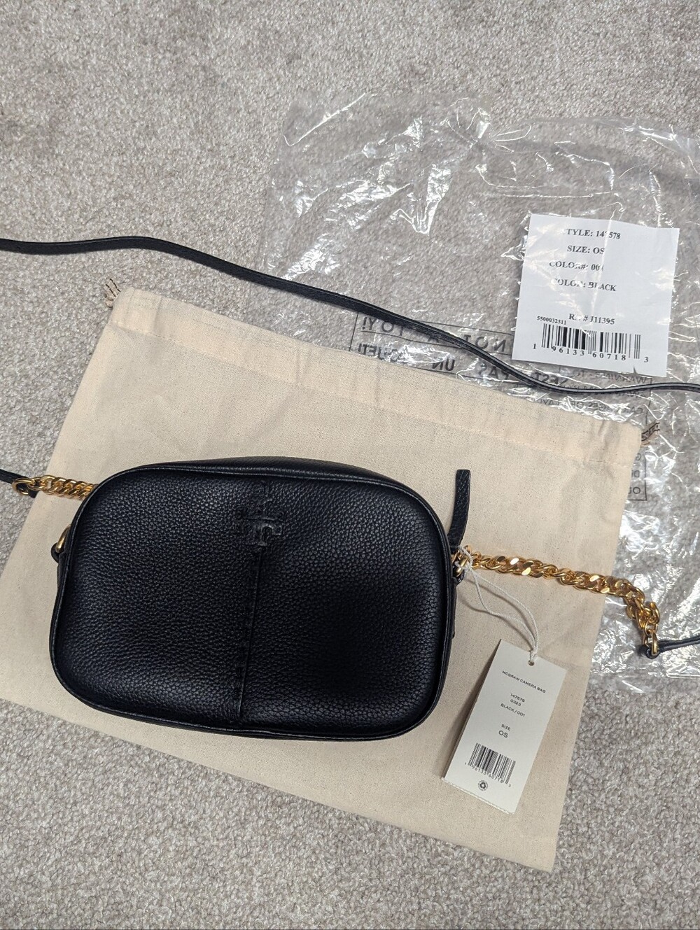 Tory Burch McGraw black leather camera bag purse NWT